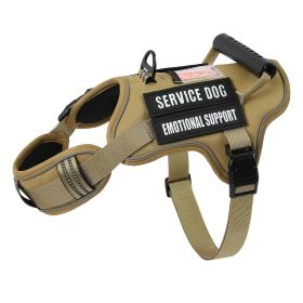 Tactical Service Dog With Control Handle Anti-Pull Adjustable Reflective Pet Vest Harness Easy Walking Training (Option: Linen-M)